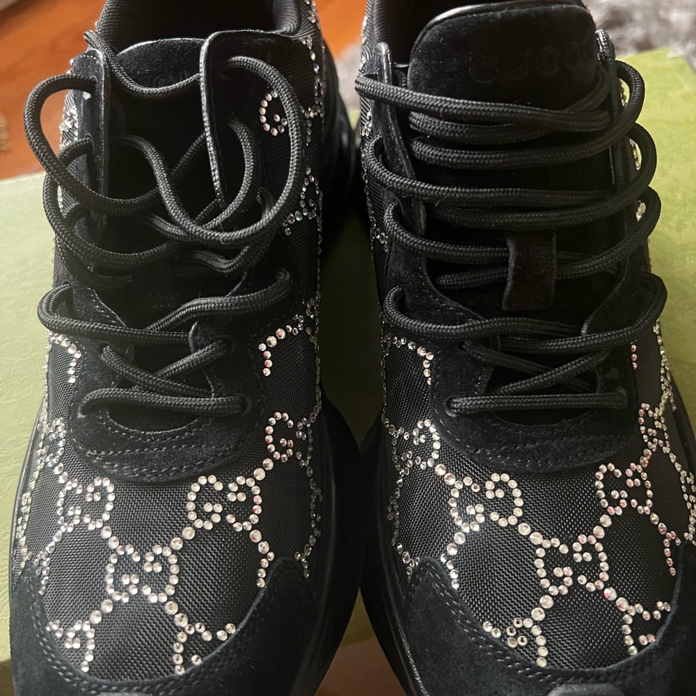 BNIB Gucci Black and Silver Crystal GG sneakers - Picture 6 of 6